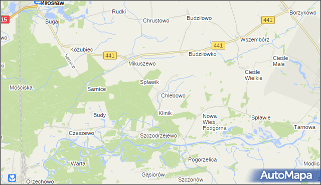 mapa Chlebowo gmina Miłosław, Chlebowo gmina Miłosław na mapie Targeo