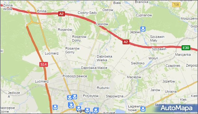 mapa Dąbrówka-Strumiany, Dąbrówka-Strumiany na mapie Targeo