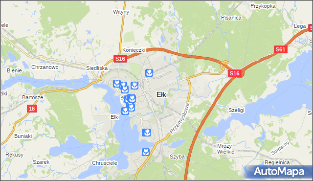 mapa Ełku, Ełk na mapie Targeo