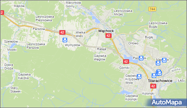 mapa Gajówka Węglów, Gajówka Węglów na mapie Targeo