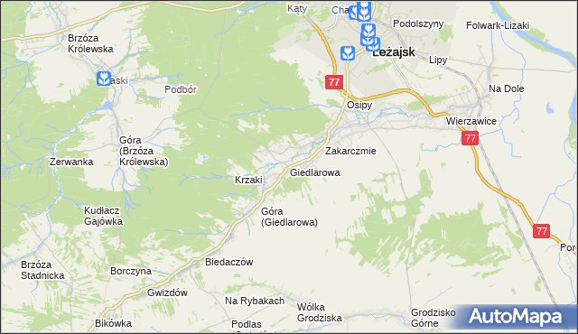mapa Giedlarowa, Giedlarowa na mapie Targeo