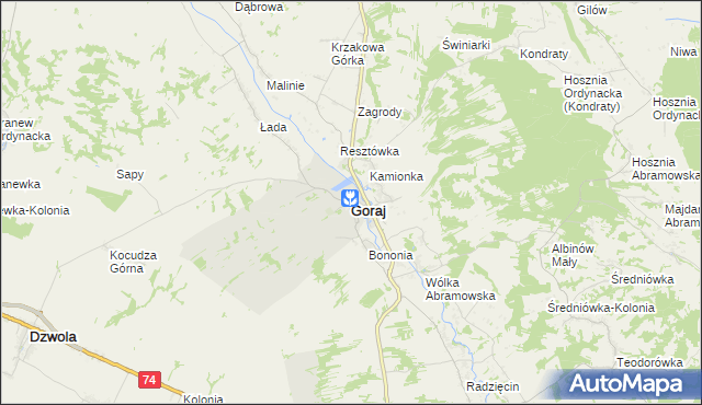 mapa Goraj powiat biłgorajski, Goraj powiat biłgorajski na mapie Targeo