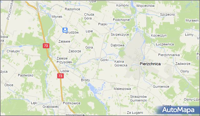 mapa Górki gmina Pierzchnica, Górki gmina Pierzchnica na mapie Targeo