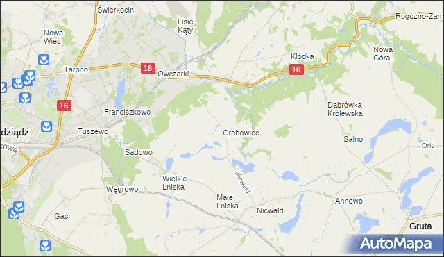 mapa Grabowiec gmina Grudziądz, Grabowiec gmina Grudziądz na mapie Targeo