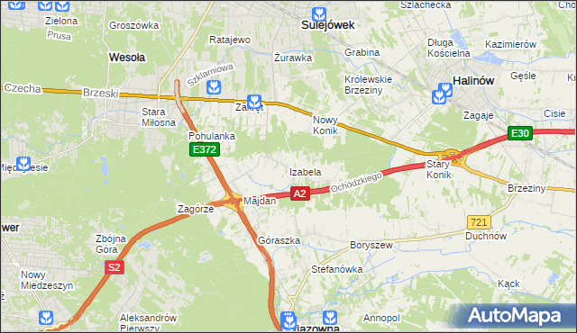 mapa Izabela gmina Wiązowna, Izabela gmina Wiązowna na mapie Targeo
