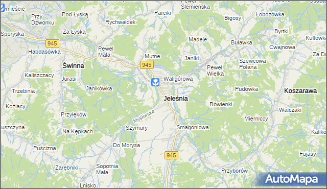 mapa Jeleśnia, Jeleśnia na mapie Targeo