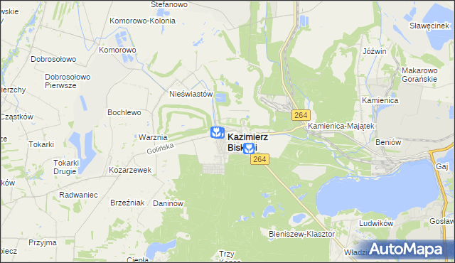 mapa Kazimierz Biskupi, Kazimierz Biskupi na mapie Targeo