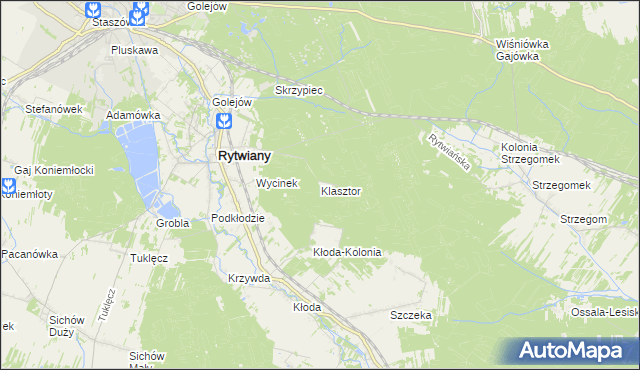 mapa Klasztor gmina Rytwiany, Klasztor gmina Rytwiany na mapie Targeo
