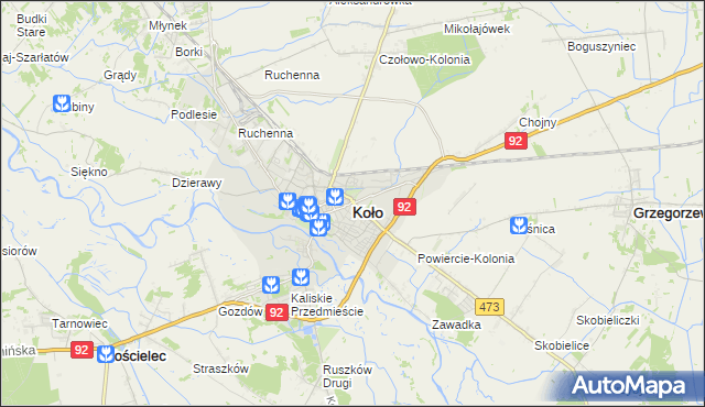 mapa Koło, Koło na mapie Targeo