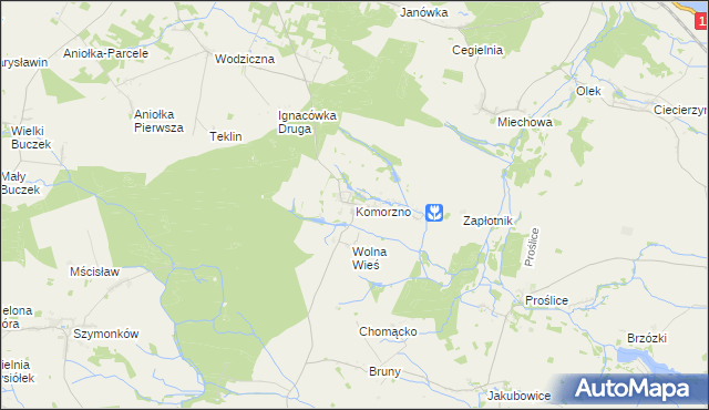 mapa Komorzno, Komorzno na mapie Targeo