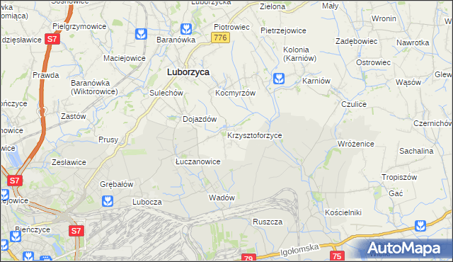 mapa Krzysztoforzyce, Krzysztoforzyce na mapie Targeo