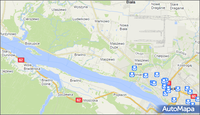 mapa Maszewo gmina Stara Biała, Maszewo gmina Stara Biała na mapie Targeo