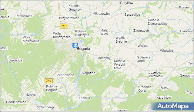 mapa Moszyny, Moszyny na mapie Targeo