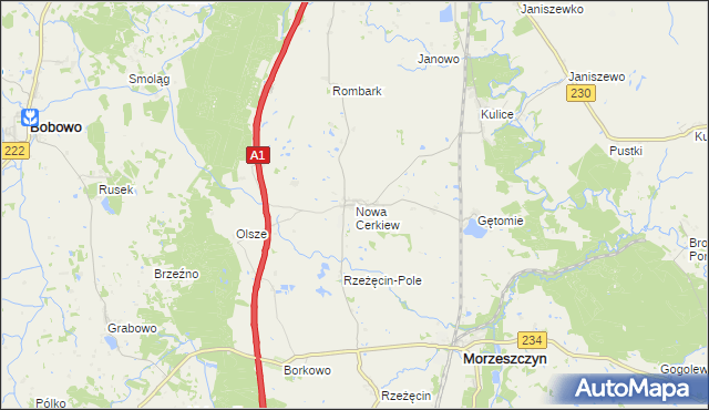 mapa Nowa Cerkiew gmina Morzeszczyn, Nowa Cerkiew gmina Morzeszczyn na mapie Targeo