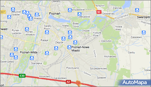 mapa Nowe Miasto gmina Poznań, Nowe Miasto gmina Poznań na mapie Targeo