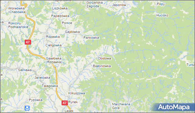 mapa Obidowa, Obidowa na mapie Targeo