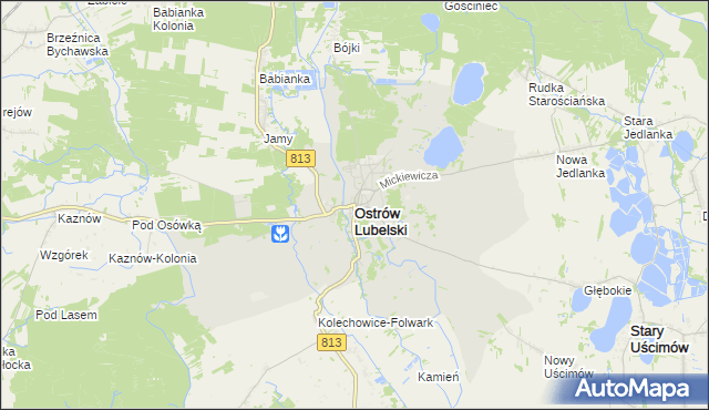 mapa Ostrów Lubelski, Ostrów Lubelski na mapie Targeo