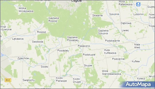 mapa Piaseczno gmina Cegłów, Piaseczno gmina Cegłów na mapie Targeo