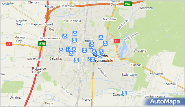 mapa Piotrków Trybunalski, Piotrków Trybunalski na mapie Targeo