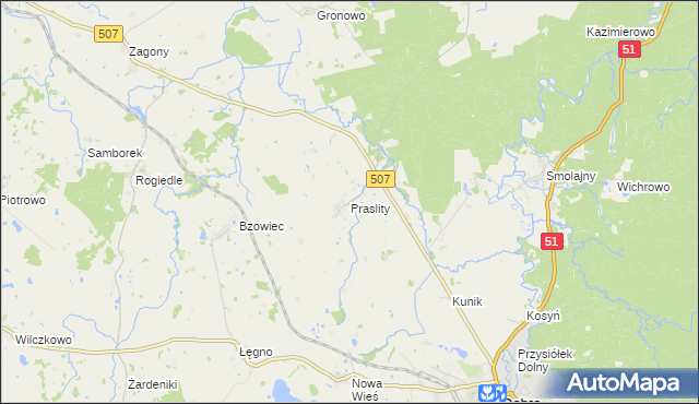 mapa Praslity, Praslity na mapie Targeo