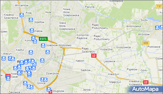 mapa Rajec Szlachecki, Rajec Szlachecki na mapie Targeo