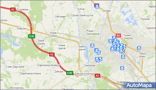 mapa Stare Iganie, Stare Iganie na mapie Targeo