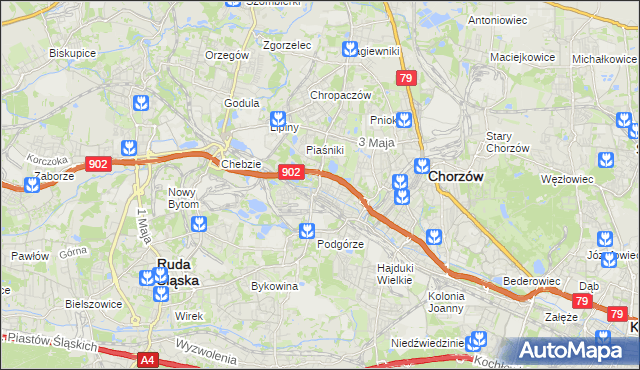 mapa Świętochłowice, Świętochłowice na mapie Targeo