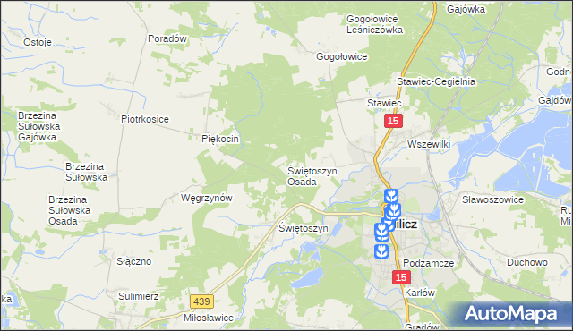 mapa Świętoszyn Osada, Świętoszyn Osada na mapie Targeo