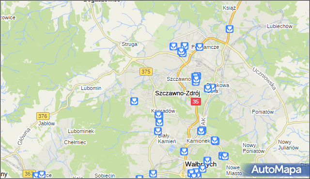 mapa Szczawno-Zdrój, Szczawno-Zdrój na mapie Targeo