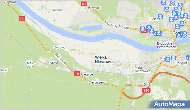 mapa Wielka Nieszawka, Wielka Nieszawka na mapie Targeo