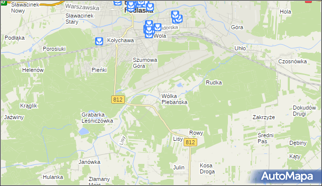 mapa Wólka Plebańska gmina Biała Podlaska, Wólka Plebańska gmina Biała Podlaska na mapie Targeo