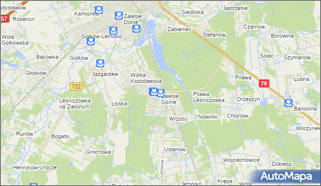 mapa Zalesie Górne, Zalesie Górne na mapie Targeo