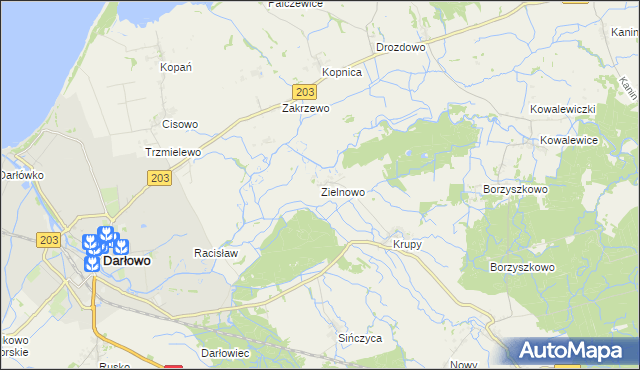 mapa Zielnowo gmina Darłowo, Zielnowo gmina Darłowo na mapie Targeo