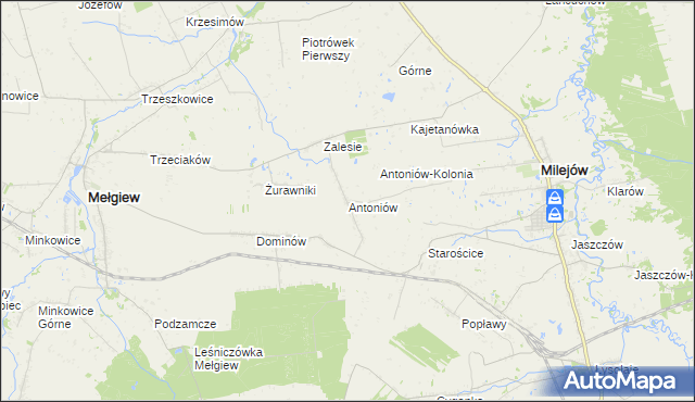 mapa Antoniów gmina Milejów, Antoniów gmina Milejów na mapie Targeo