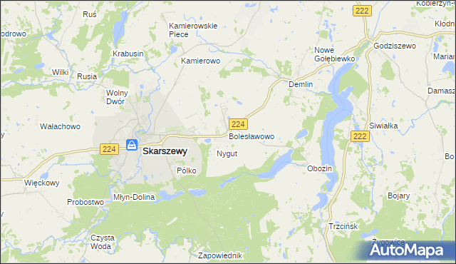 mapa Bolesławowo gmina Skarszewy, Bolesławowo gmina Skarszewy na mapie Targeo
