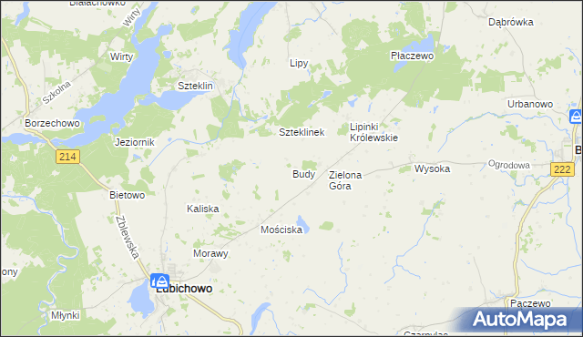 mapa Budy gmina Lubichowo, Budy gmina Lubichowo na mapie Targeo