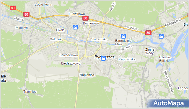 mapa Bydgoszczy, Bydgoszcz na mapie Targeo