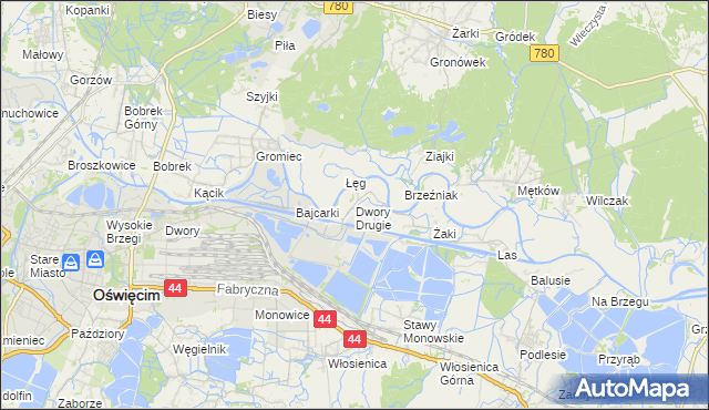 mapa Dwory Drugie, Dwory Drugie na mapie Targeo