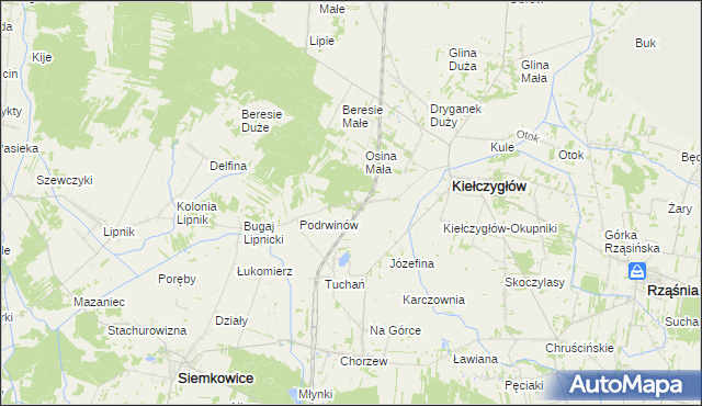 mapa Gumnisko gmina Kiełczygłów, Gumnisko gmina Kiełczygłów na mapie Targeo