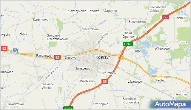 mapa Kostrzyn powiat poznański, Kostrzyn powiat poznański na mapie Targeo