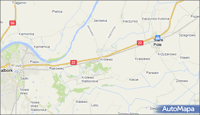 mapa Królewo gmina Stare Pole, Królewo gmina Stare Pole na mapie Targeo