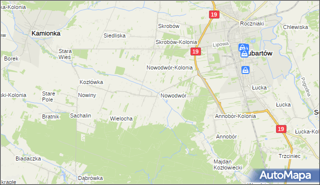 mapa Nowodwór gmina Lubartów, Nowodwór gmina Lubartów na mapie Targeo