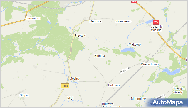 mapa Płonica gmina Człuchów, Płonica gmina Człuchów na mapie Targeo