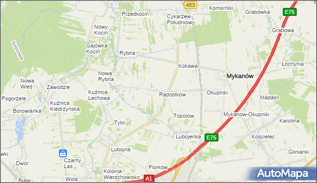 mapa Radostków, Radostków na mapie Targeo