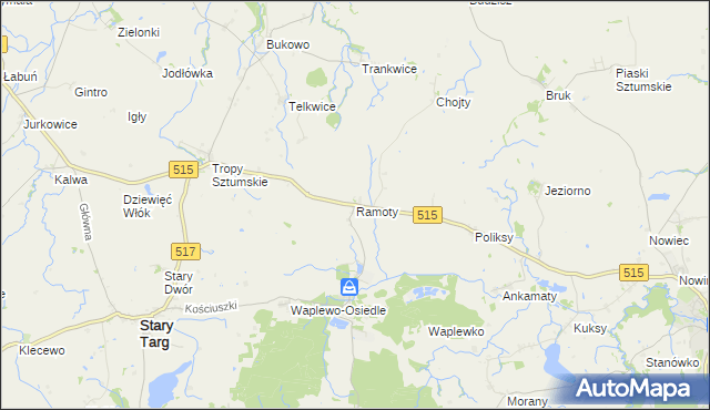 mapa Ramoty gmina Stary Targ, Ramoty gmina Stary Targ na mapie Targeo