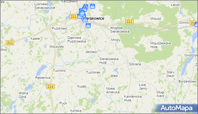 mapa Sierakowska Huta, Sierakowska Huta na mapie Targeo