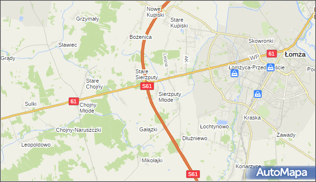 mapa Sierzputy Młode, Sierzputy Młode na mapie Targeo
