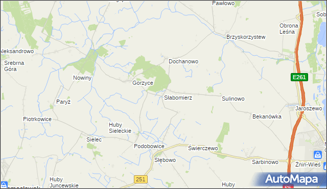 mapa Słabomierz gmina Żnin, Słabomierz gmina Żnin na mapie Targeo