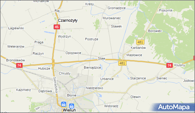 mapa Staw gmina Czarnożyły, Staw gmina Czarnożyły na mapie Targeo