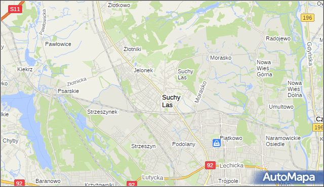 mapa Suchy Las powiat poznański, Suchy Las powiat poznański na mapie Targeo